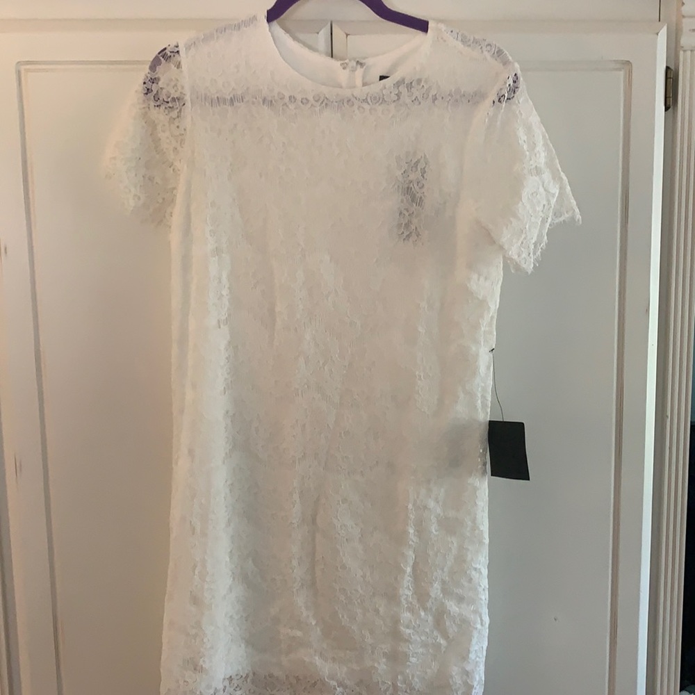 LuLus White Flower Lace Dress